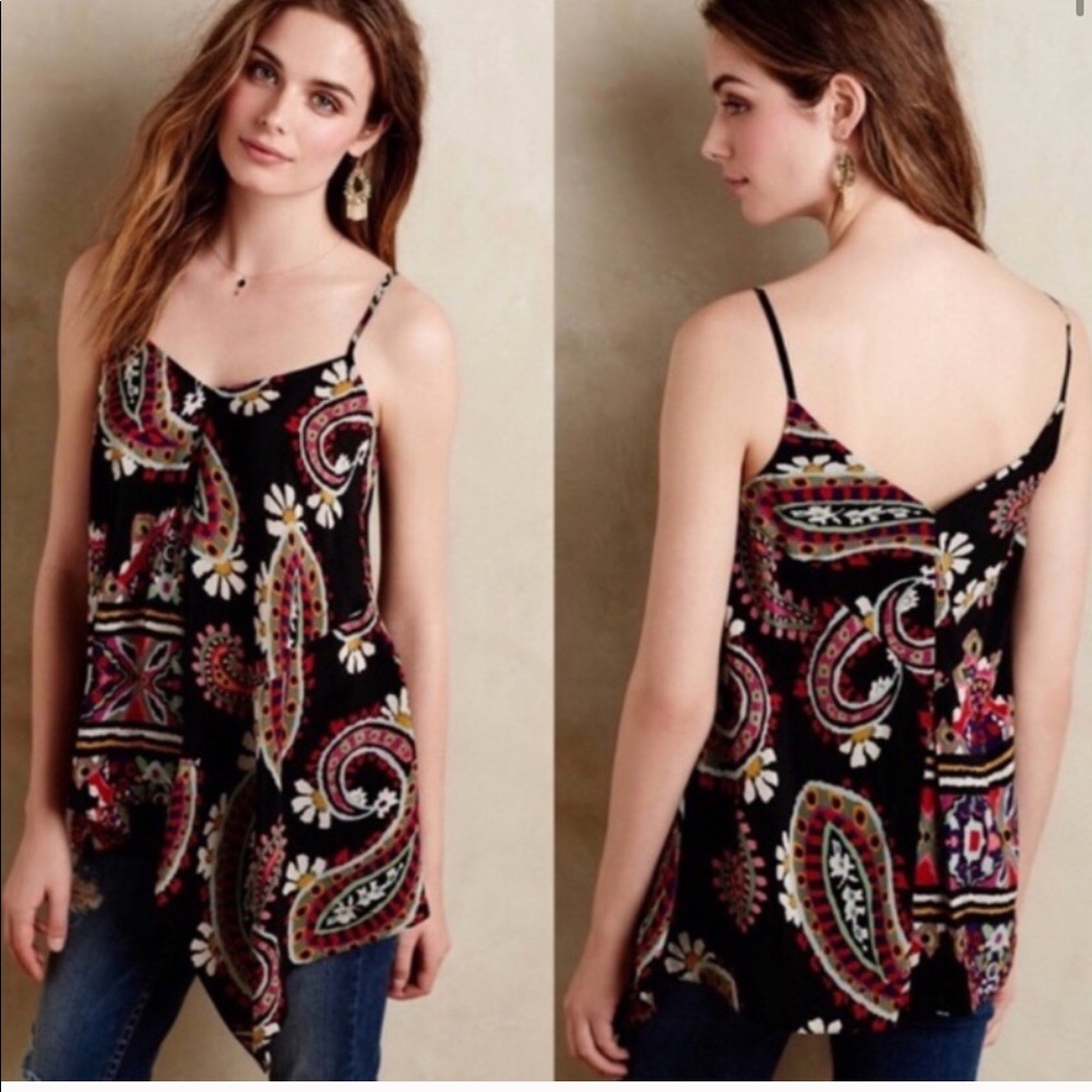 Anthro HD in Paris Moonset Asymmetrical Silk Top